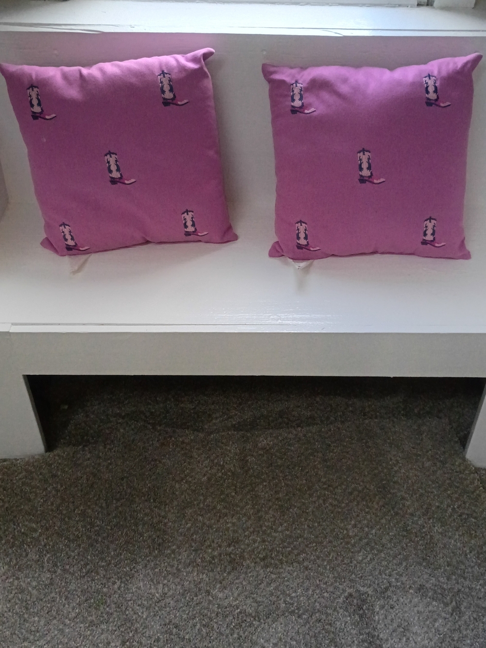 Set of 2 Pink Western Cowgirl Boot Print Throw Pillows 16"x16"